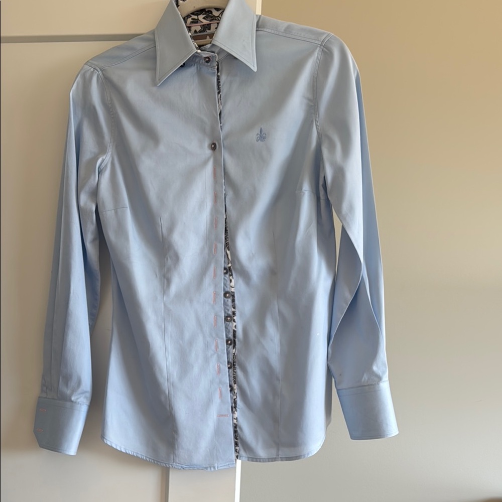 Fior da Liso Light Blue Button Down Shirt (Equestrian)